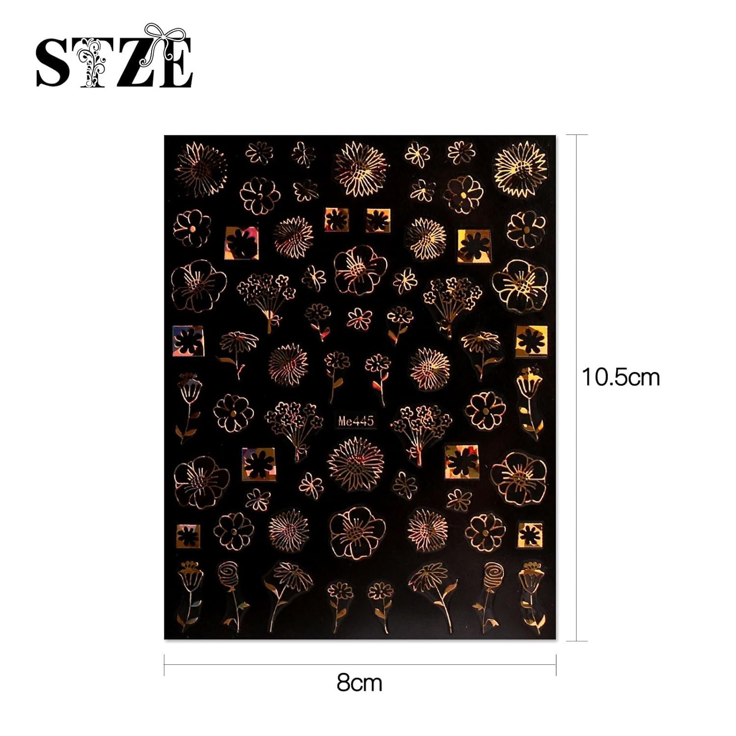 Floral Nail Decals Set: 12 Sheets of Gold Self-Adhesive Art for Gorgeous Nails
