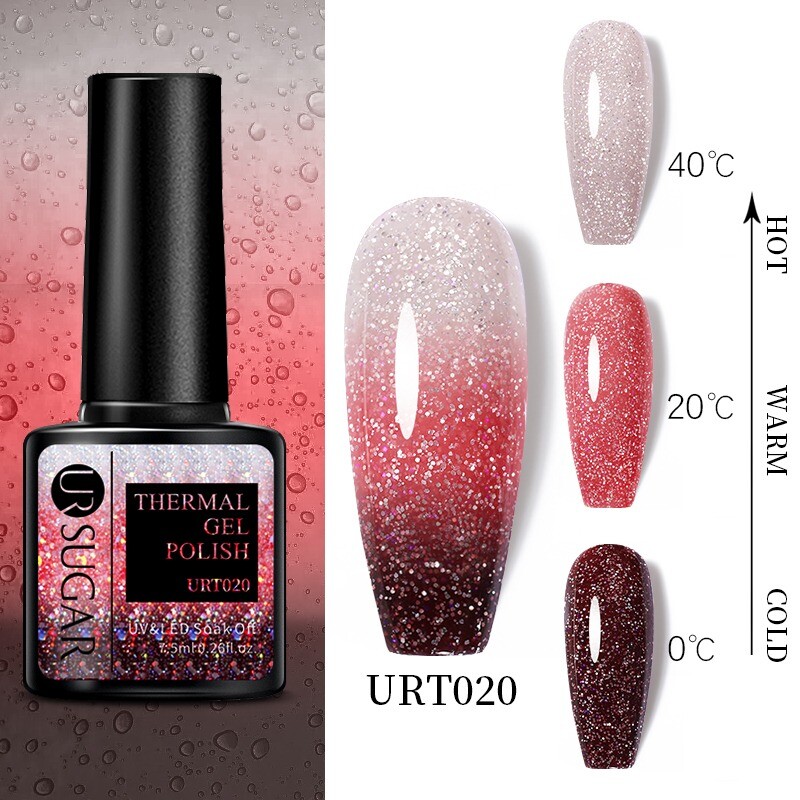 Nail Art 3D Color Thermal Changing UV Gel Polish sparkle Glitter Nail Gel Polish