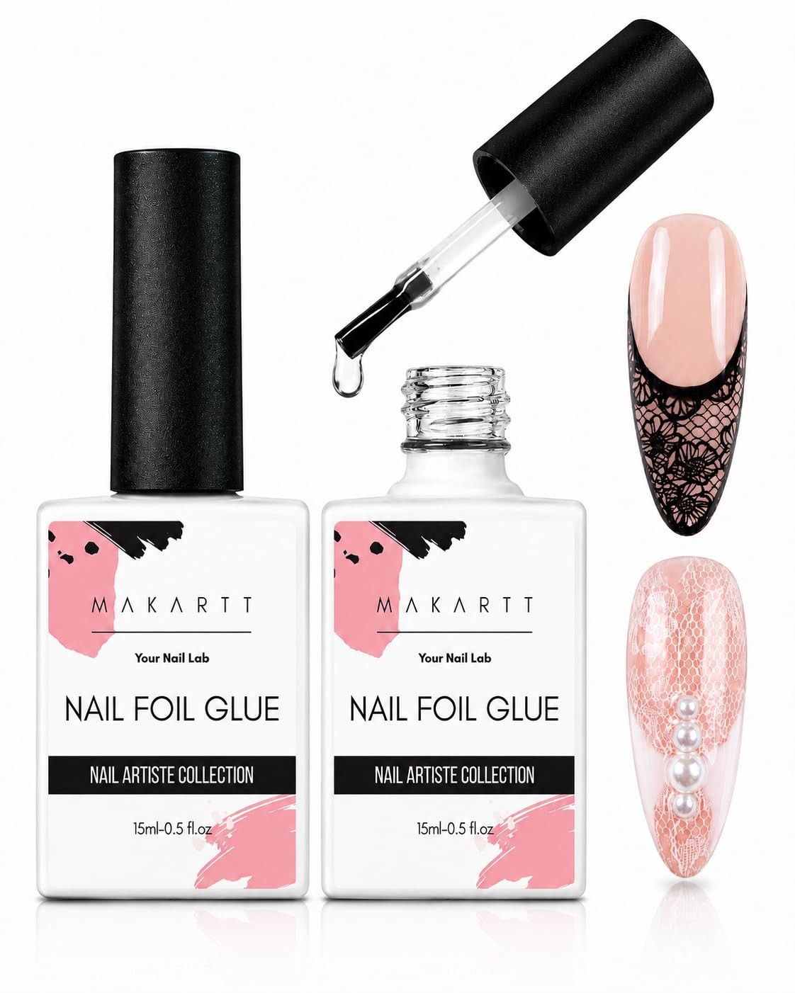 Nail Foil Glue Transfer Gel 2Pcs 15ML – Strong Adhesion for Nail Art Stickers, D