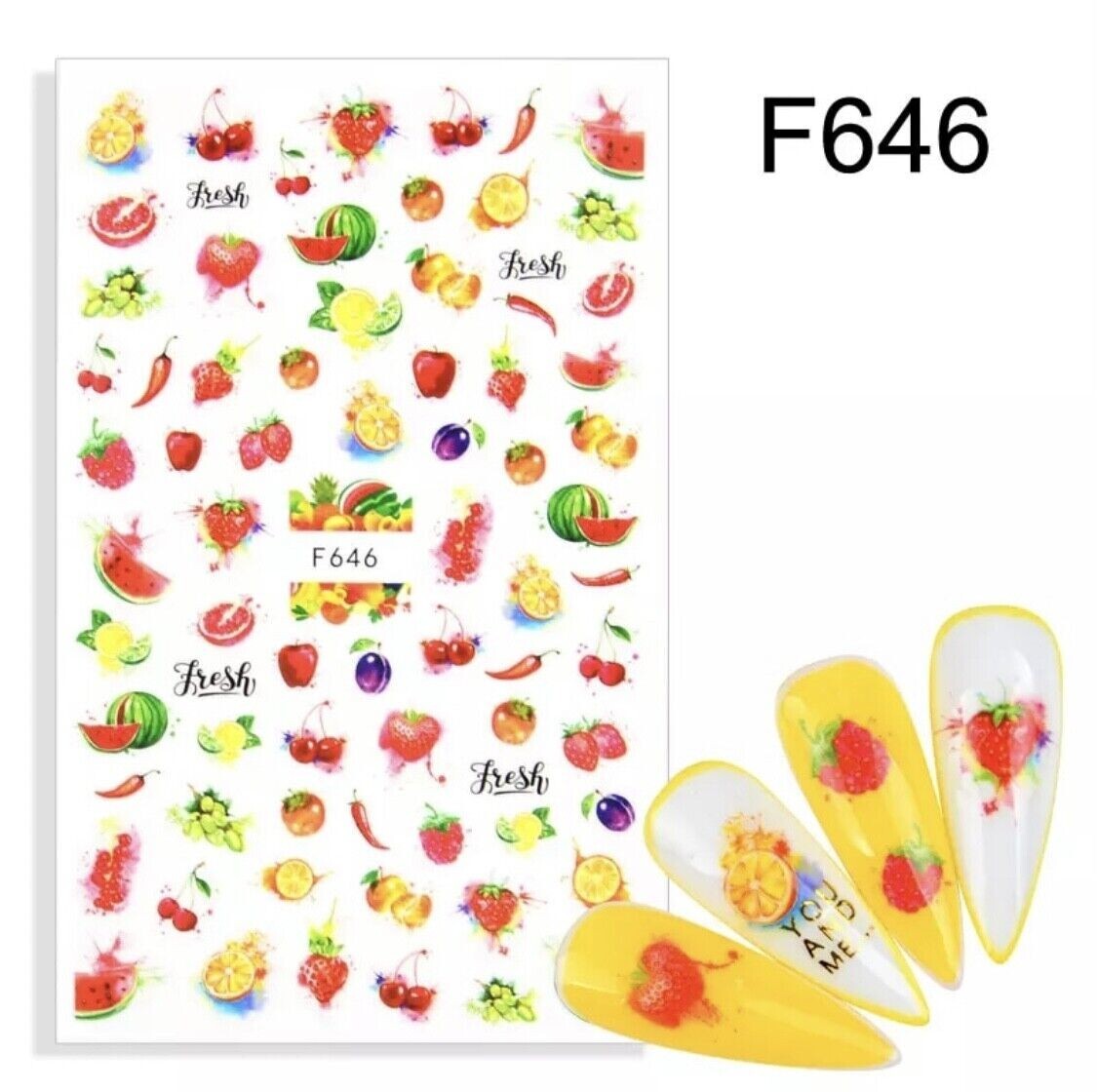 Nail Art Stickers Decals Spring Summer Fruit Watermelon Strawberries Fruits NH15