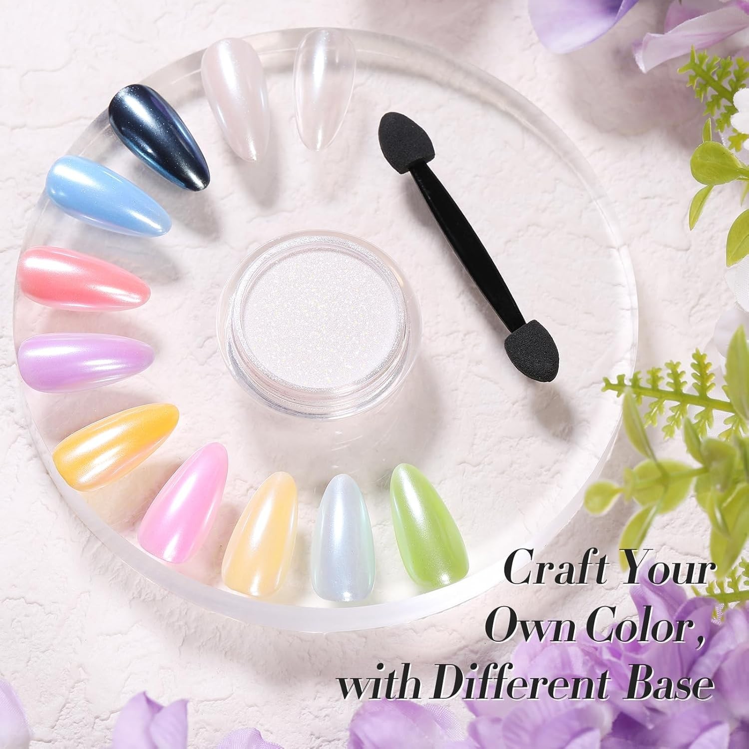 Elegant White Iridescent Nail Powder – Perfect for All Nail Types and Styles