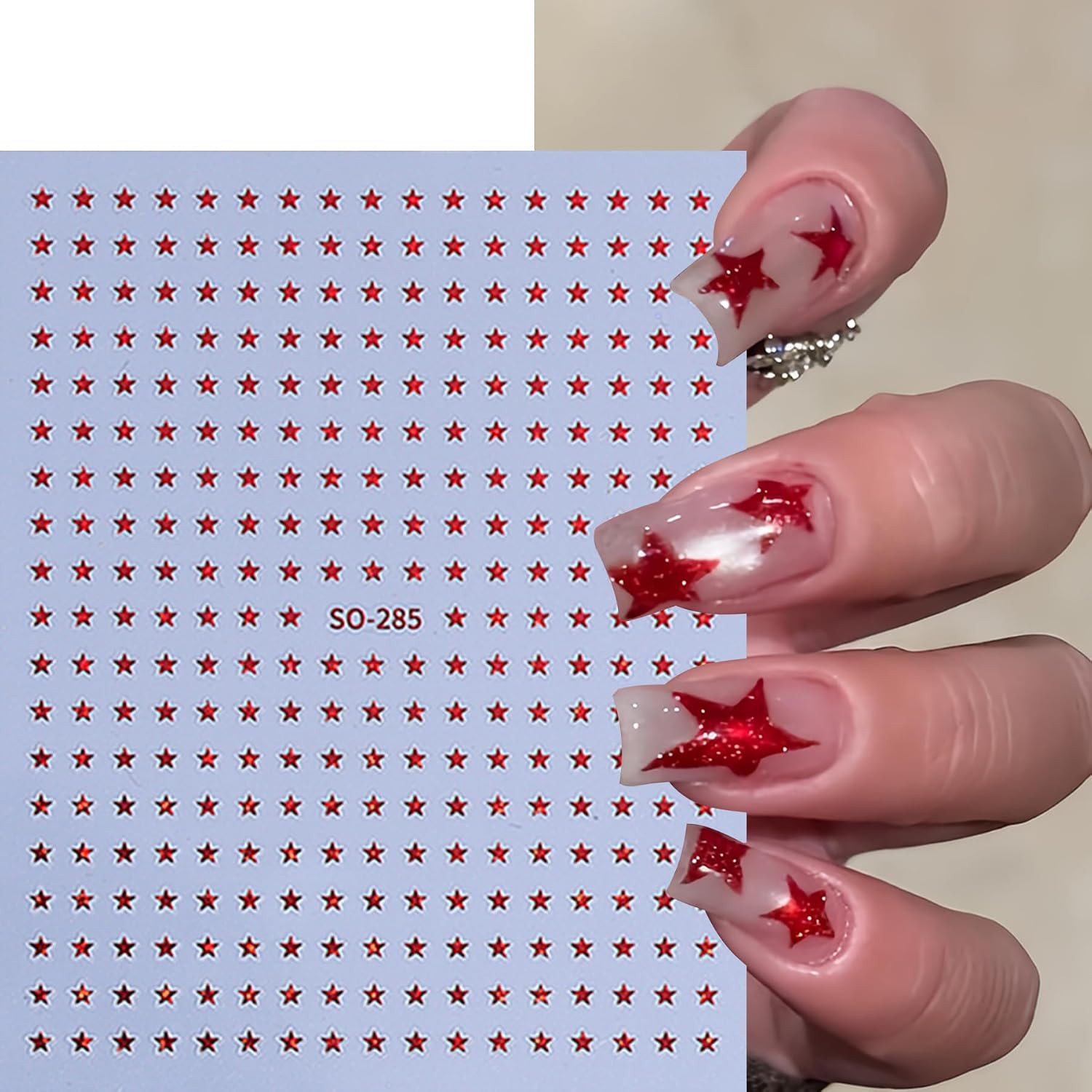 8 Sheets Star Nail Stickers 3D Self-Adhesive Celestial Nail Decals 8 Colors Mini