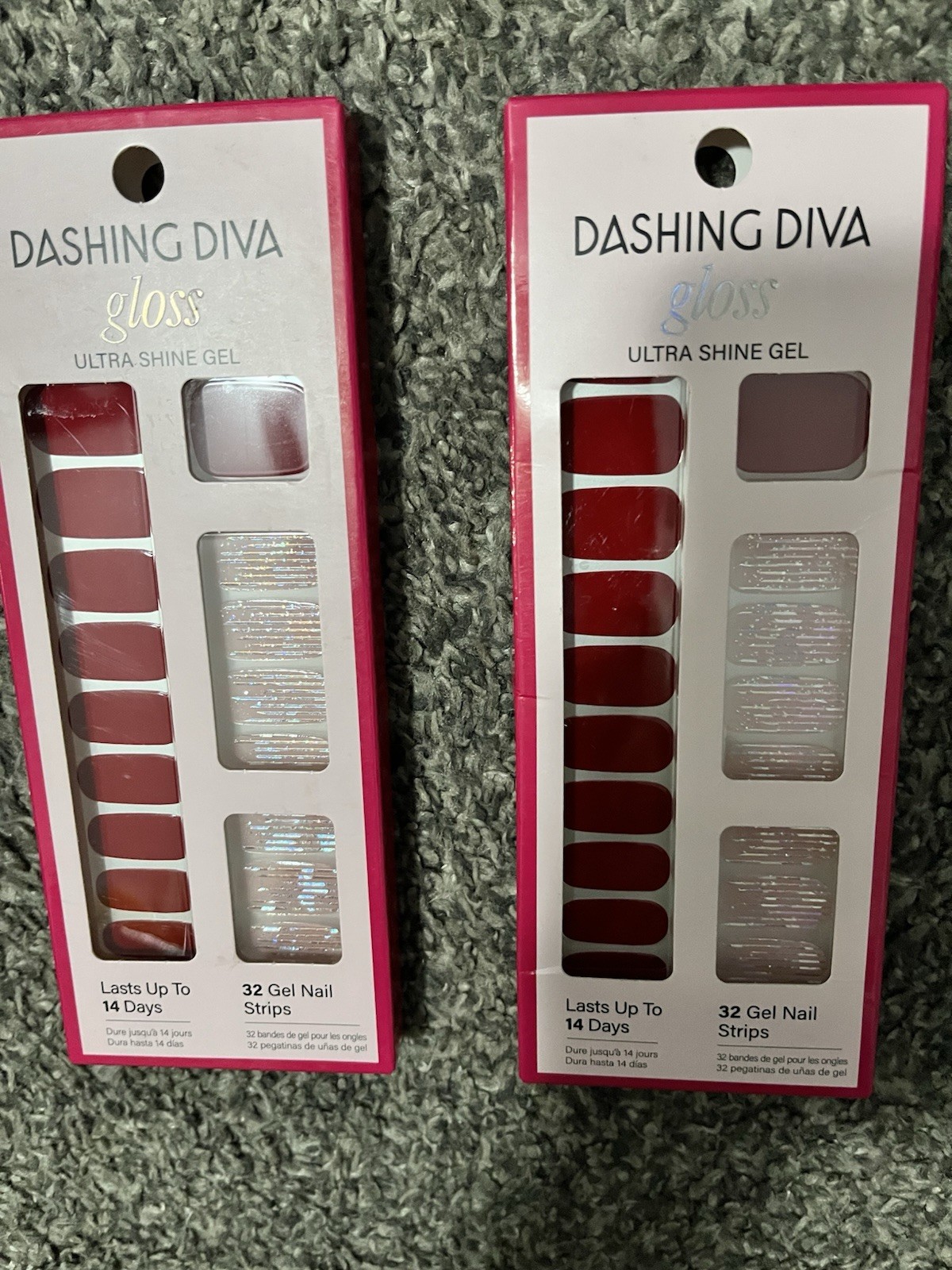 2 pk Dashing Diva Gloss Ultra Shine Gel Nail Strips Dance Floor Valentines LOT