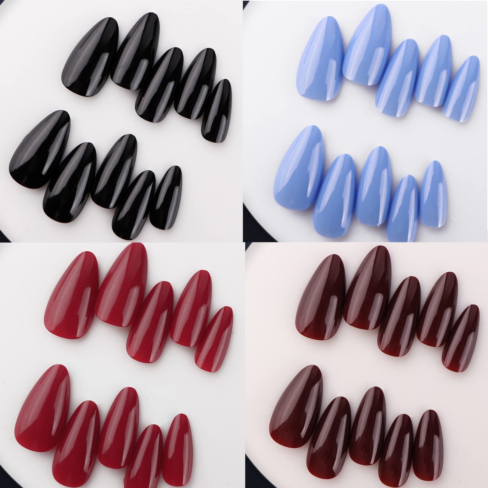 576pcs Almond Press on Nails Medium Fake Nails Full Cover Short Stiletto Nail…