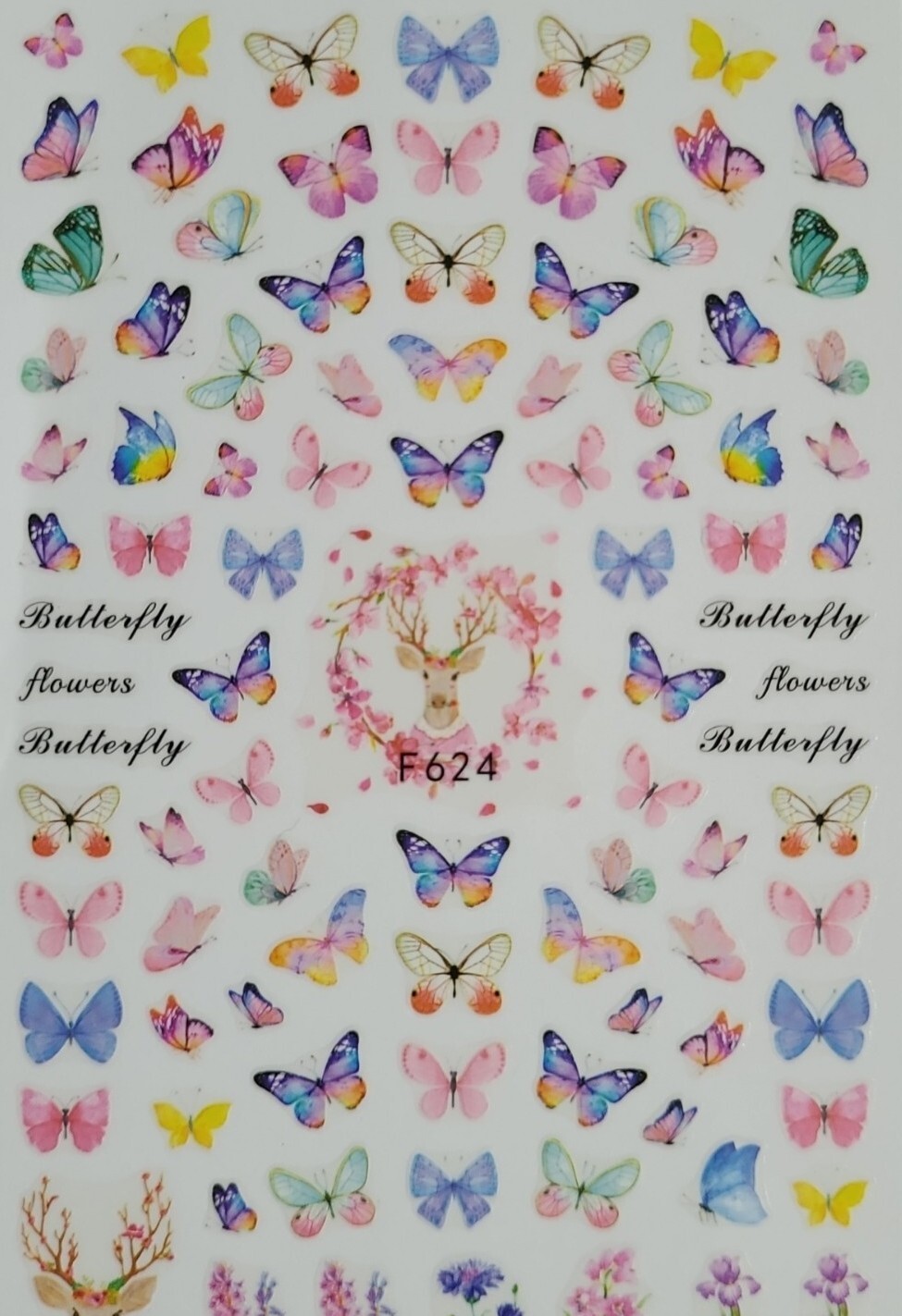 Butterfly Flowers nail art stickers