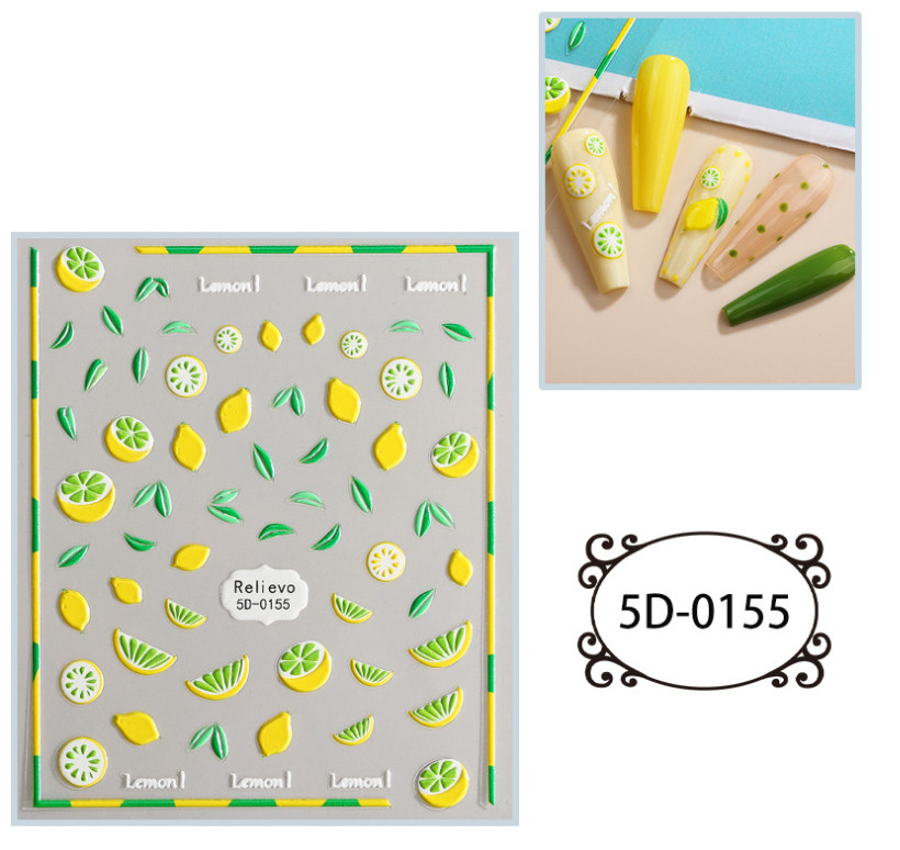 5D Embossed Petal Daisy Flower Heart Bear Snowflake Nail Stickers Manicure NS54