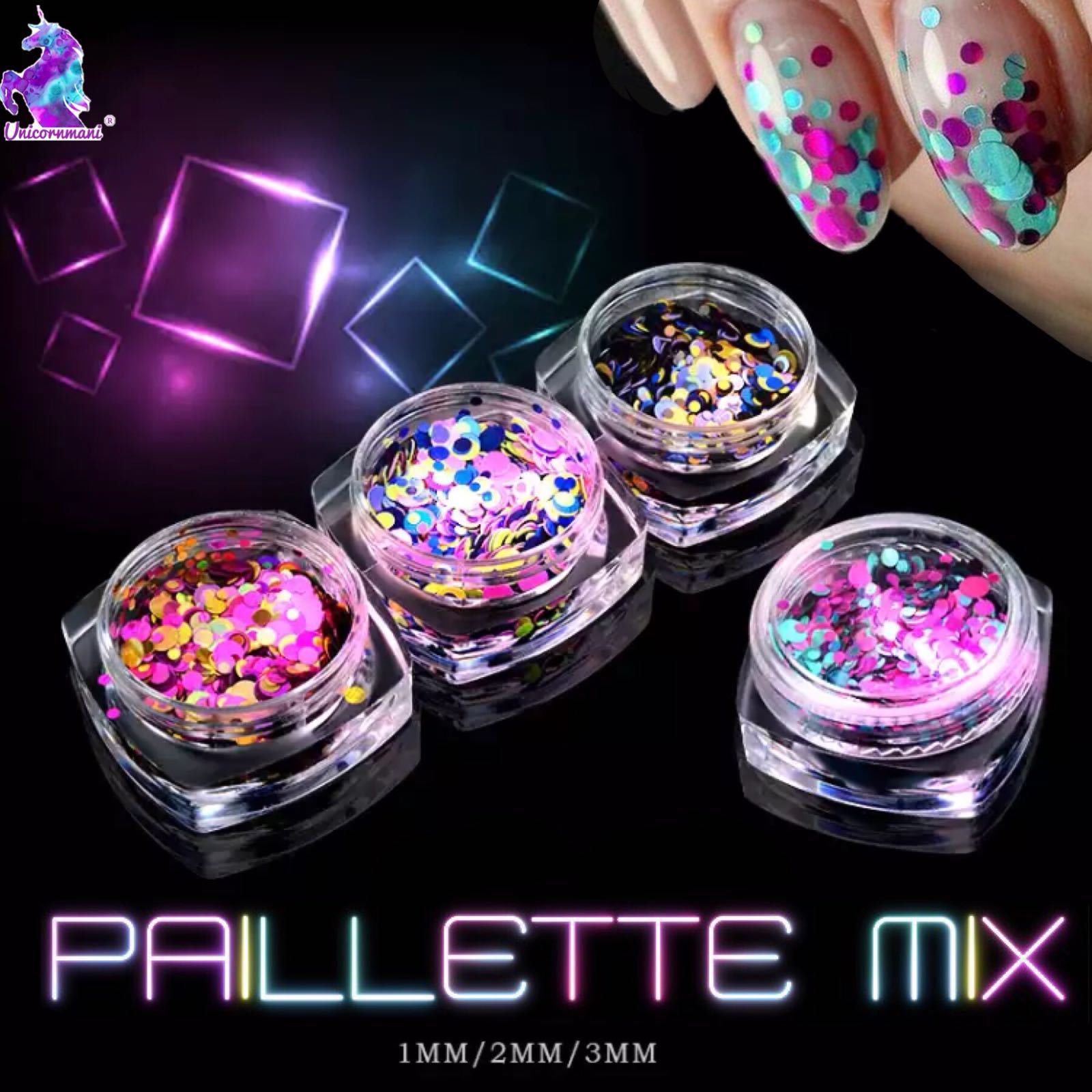 Unicorn Mermaid PIXEL NAIL SEQUINS CHUNKY GLITTER POWDER Effect AB Mix Sizes