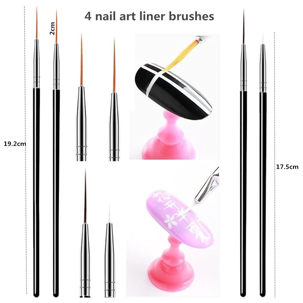 Professional 20PCS Nail Art Brush Set with Dotting Pens for Stunning Designs