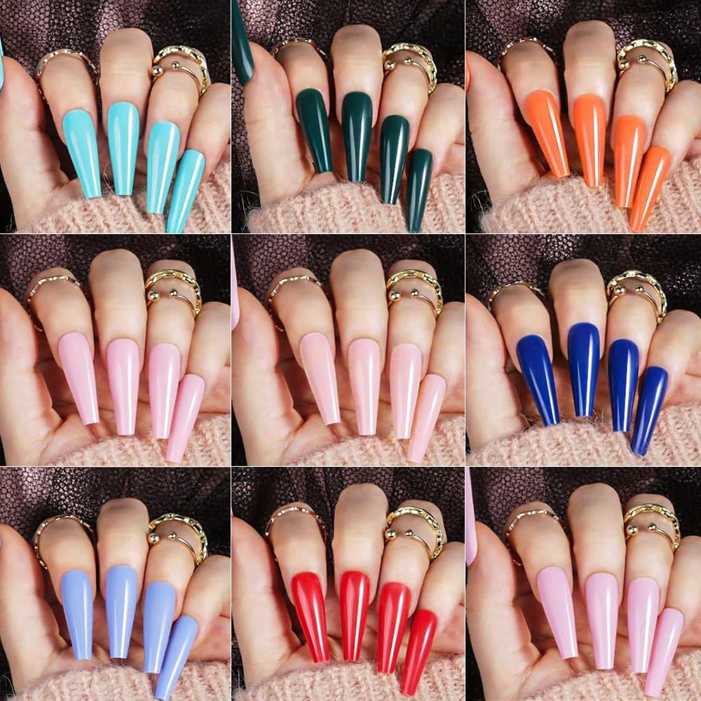 Press on Nails 24 Colors 576PCS Press on Nails Almond Matte Glossy Long Almond