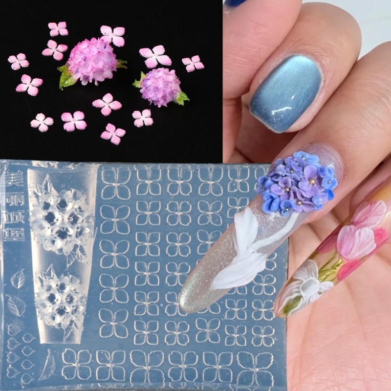 3D Hydrangea Flower Nail Art Silicone Mold For DIY Manicure Tool Nail Stencils