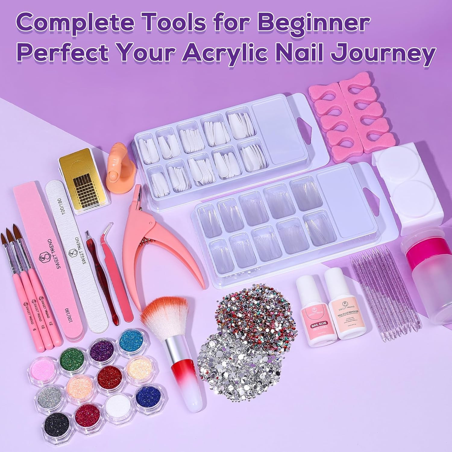 Beginners Nail Kit Acrylic Set: Professional Ultra-Fine Acrylic Powder Kit with