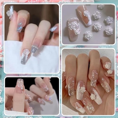 3D Flower Charms for Nails Cute Rose Flowers 3D Flower Rhinestones Charms 13