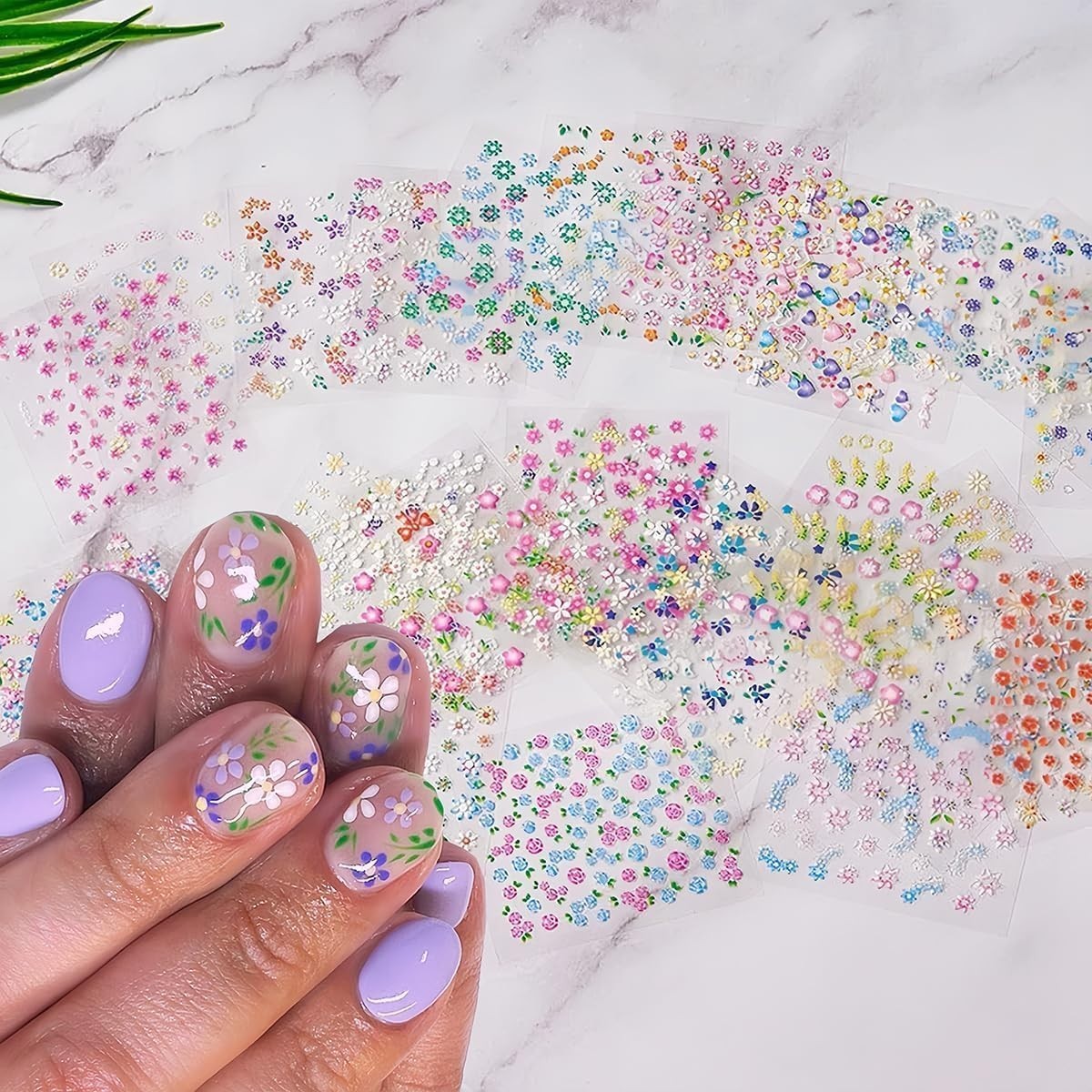 Flowers Nail Art Stickers Decals Colorful Flower Rose Daisy Cherry Blossoms N…