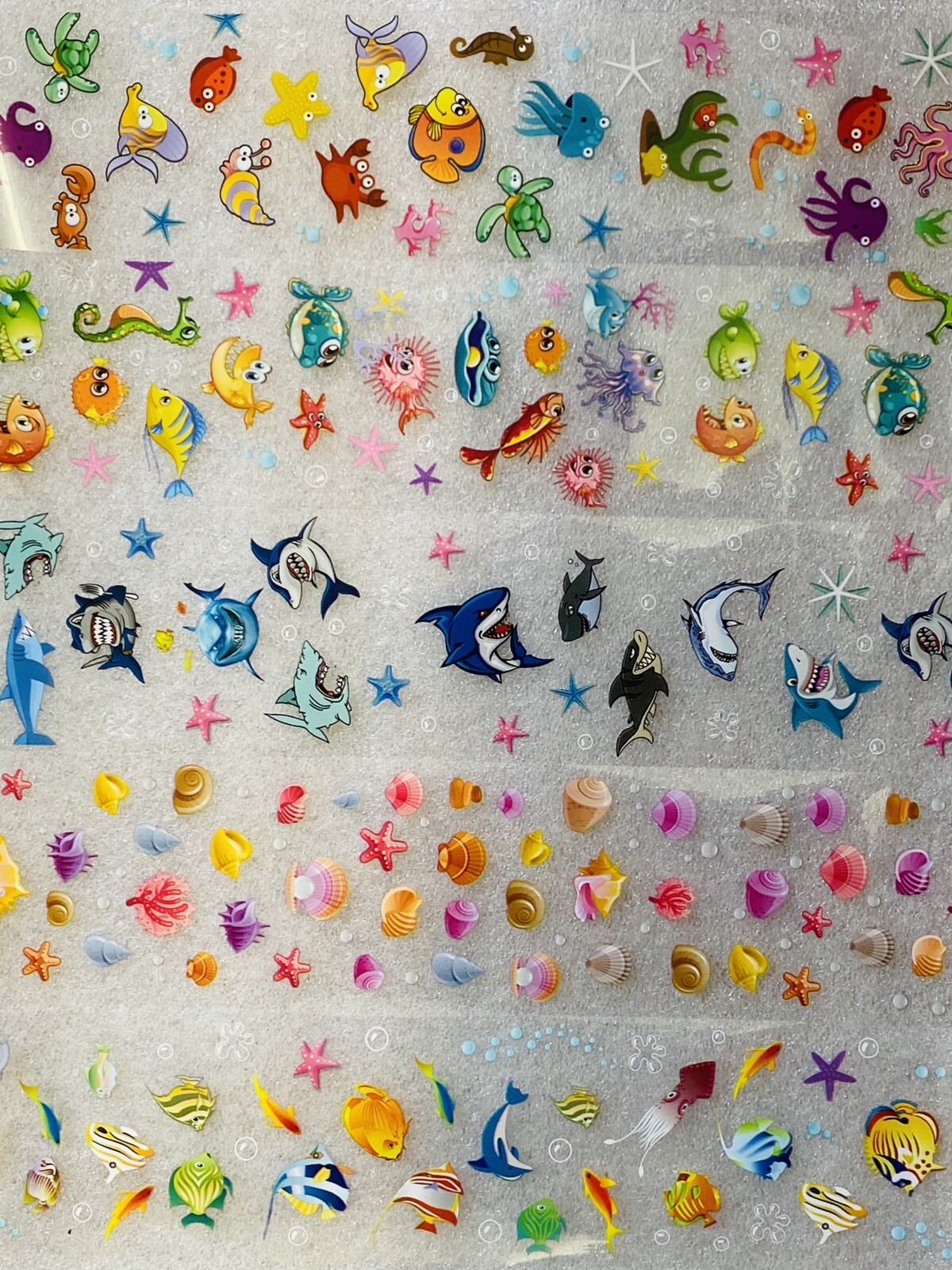 10PCS 4x20cm Clownfish Shark Slider Wrap Cartoon Ocean World Transfer Nail Foil