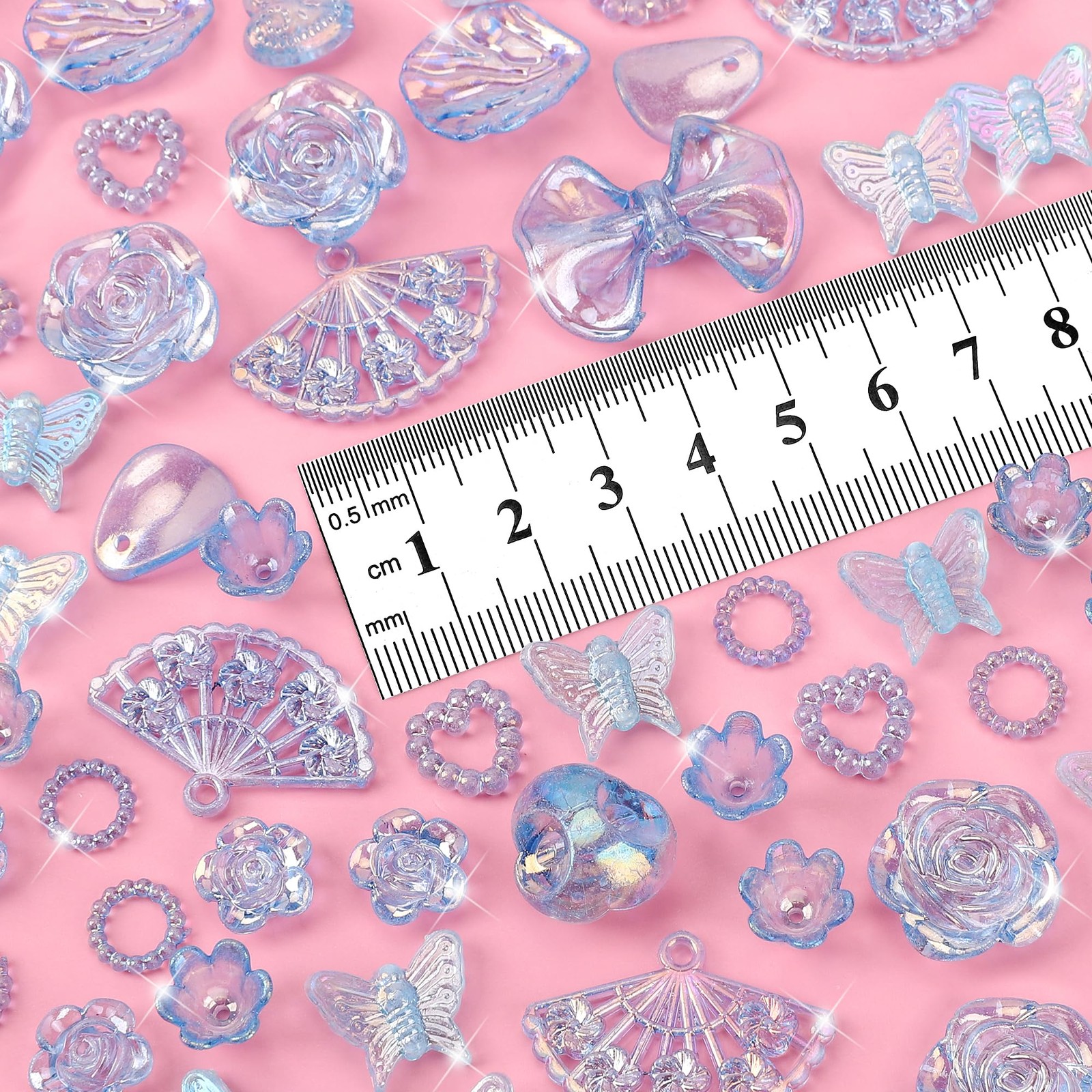 150 Pieces 3D Resin ABS Colorful Rose Flower Bows Butterfly Charms with Flatback
