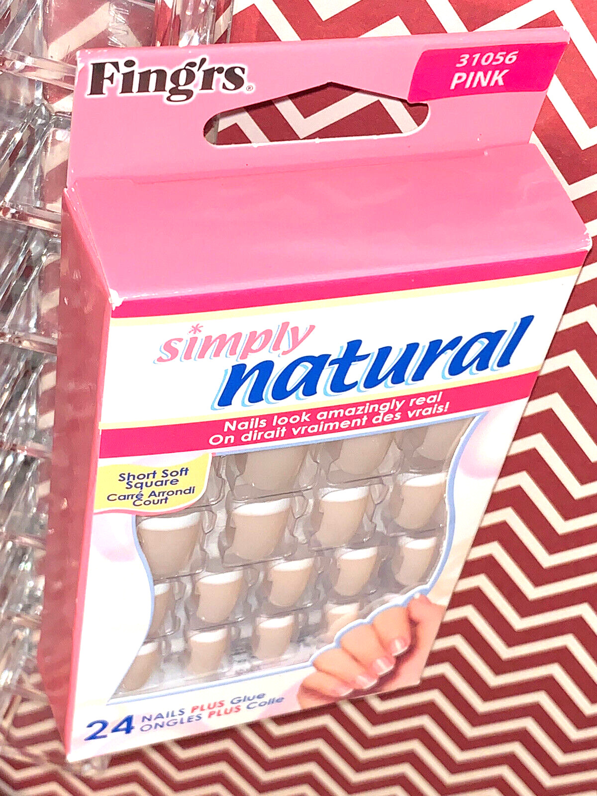 Fing’rs Simply Natural 24 Nails Look Amazingly Real 31056 PINK *1 EXTRA GLUE INC