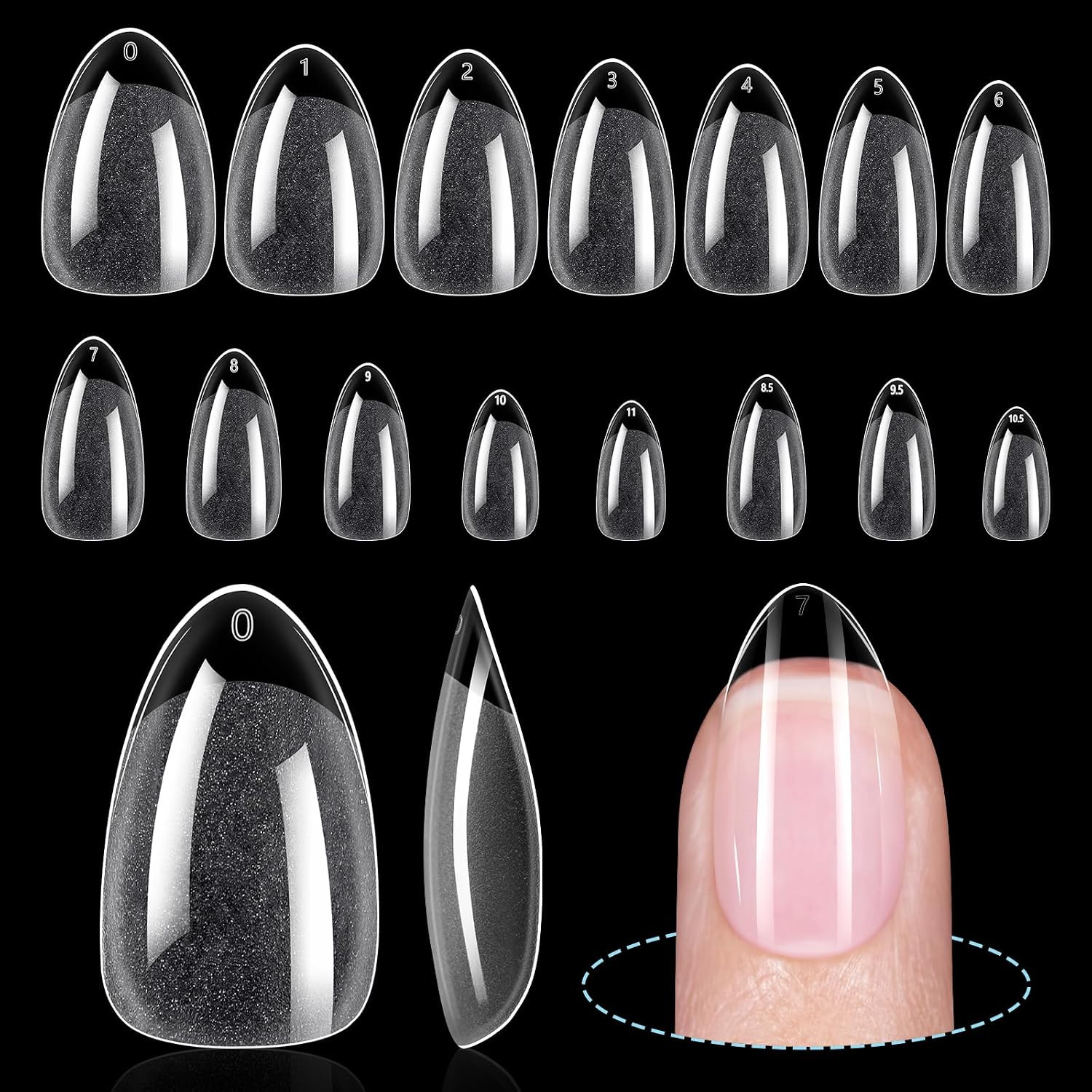 Short Almond Nail Tips 240Pcs 15 Sizes Short Nail Tips Full Cover Half Matte Pre