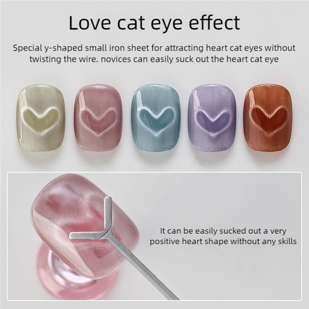 Heart Magnet for Cat Eye Gel Polish,Rabbit Nail Art Tool Set with Y-Shaped Guide