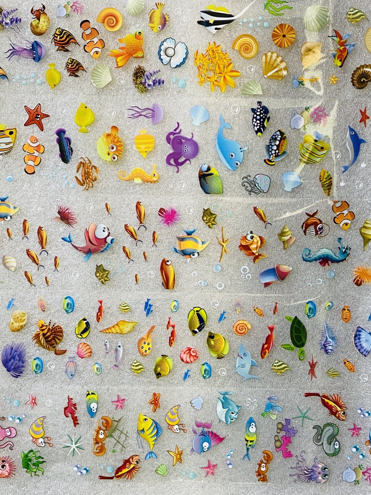10PCS 4x20cm Clownfish Shark Slider Wrap Cartoon Ocean World Transfer Nail Foil