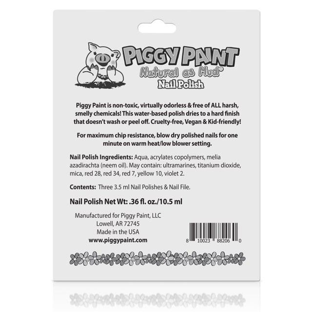 Piggy Paint 3-Piece Non-Toxic Nail Polish Kit for Kids, vegan & cruelty-free