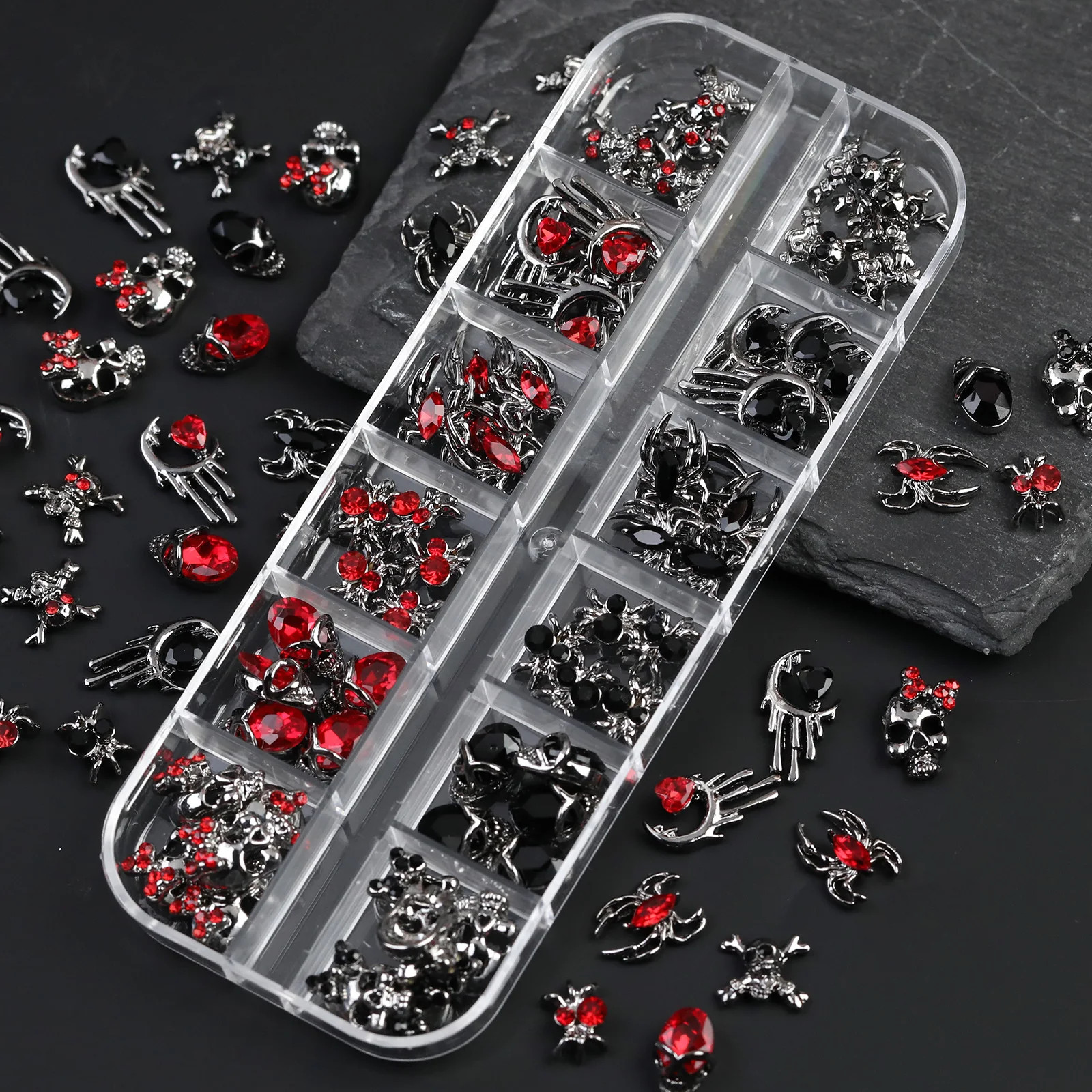 Y2K Retro 3D Cross Rhinestone Nail Charms Boxed Alloy Punk Nail Art Decoration
