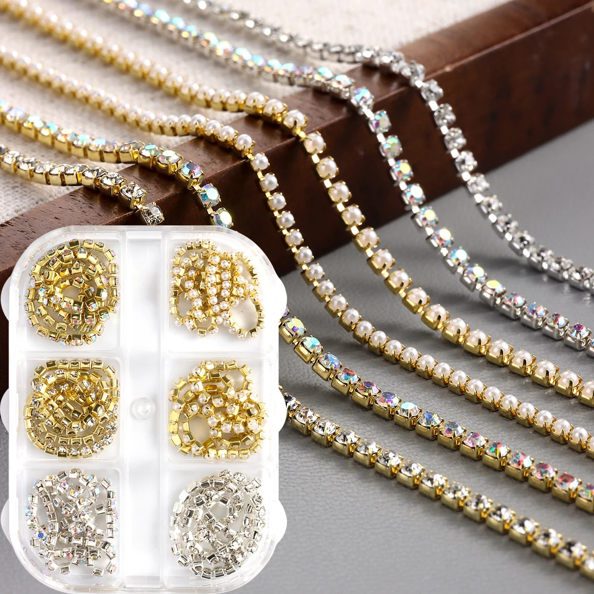 3D Metal Nail Art Chains Gold Silver Nail Decoration Personality Nail Jewelry