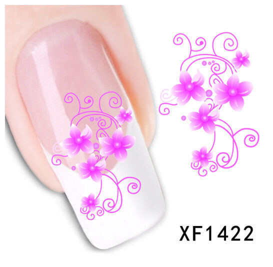 Nail Art Water Transfer Sticker Decal Stickers Pretty Flowers Pink XF1422