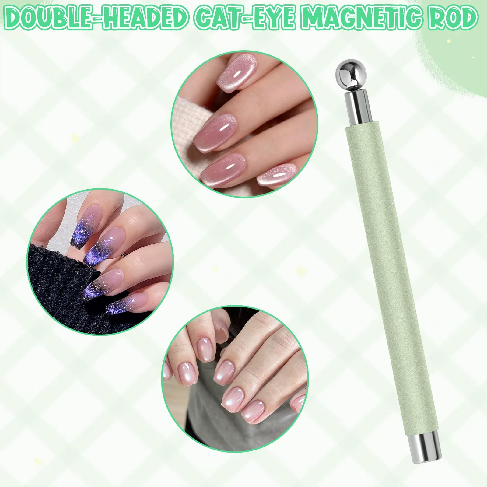 4Pcs Cat Eye Nail Magnet Kit, 3in1 Magnet with DualEnded Pen & 2Pcs Bunny Gui…