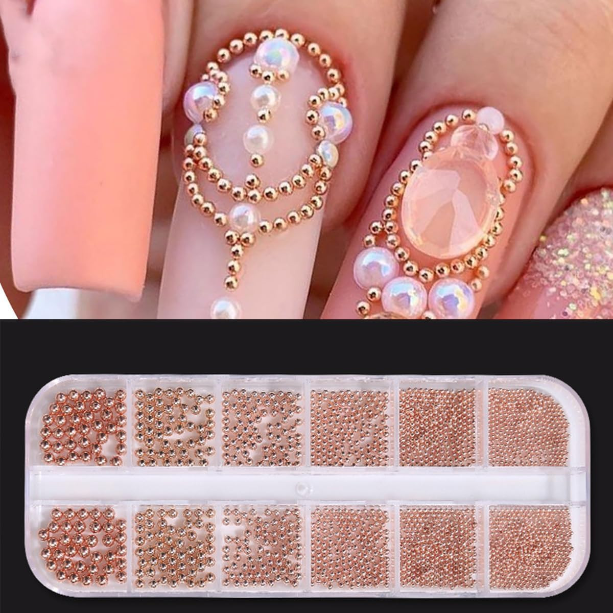 0.8Mm Mini Small Nail Beads Stainless Steel Beads Nail Chain Charms Nails Art De