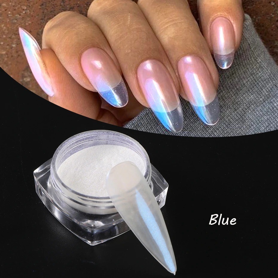 Chrome Powder for Nails – Aurora White Glitter Dust – Non-Toxic 1g