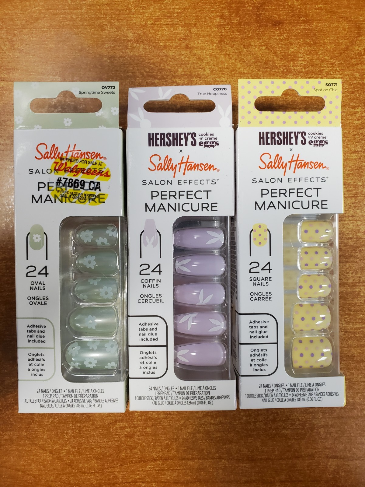 3Pk: Sally Hansen Perfect Mani Press On Nails Hersheys x Easter ASSORTED 1E-3259