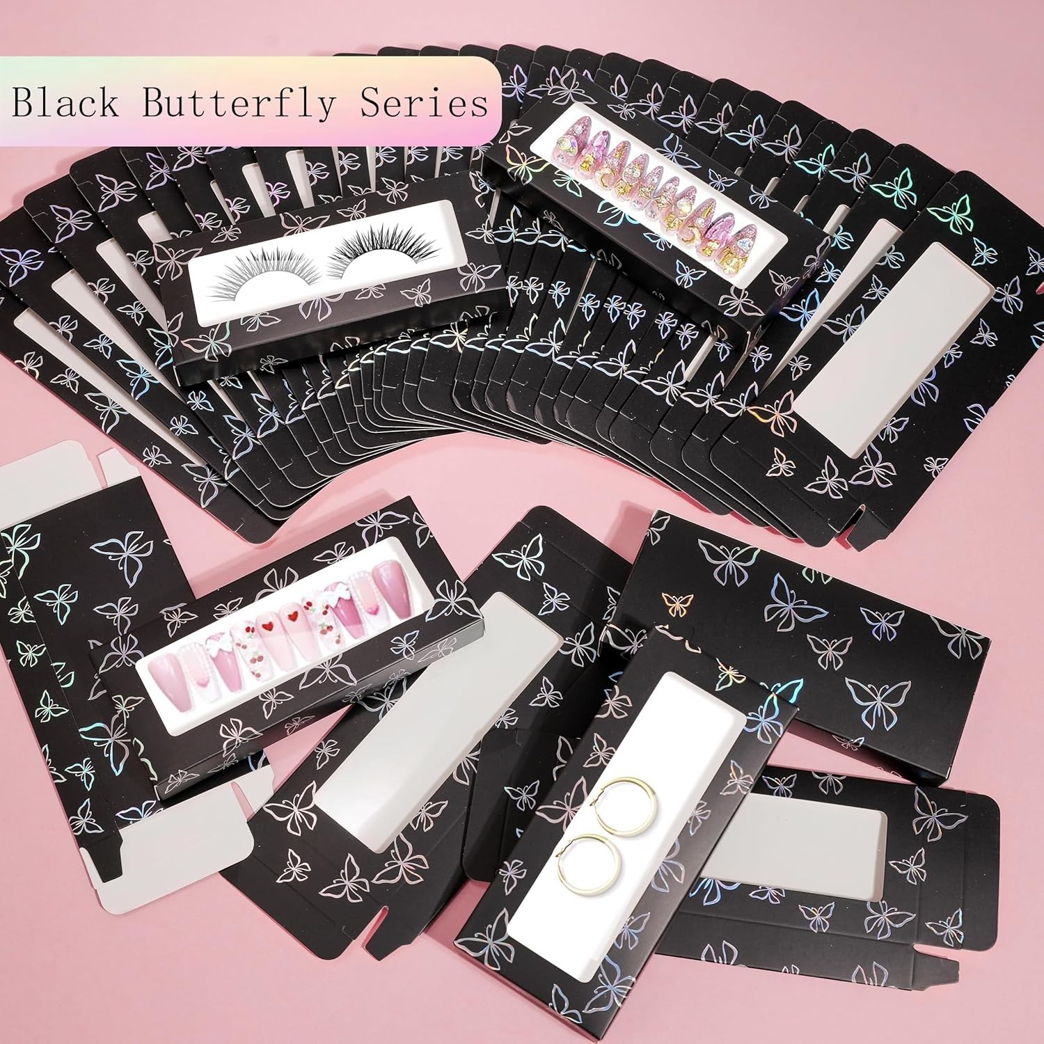 74PCS Empty Press on Nails Packaging Box Set Includes 35PCS Empty Nail Package