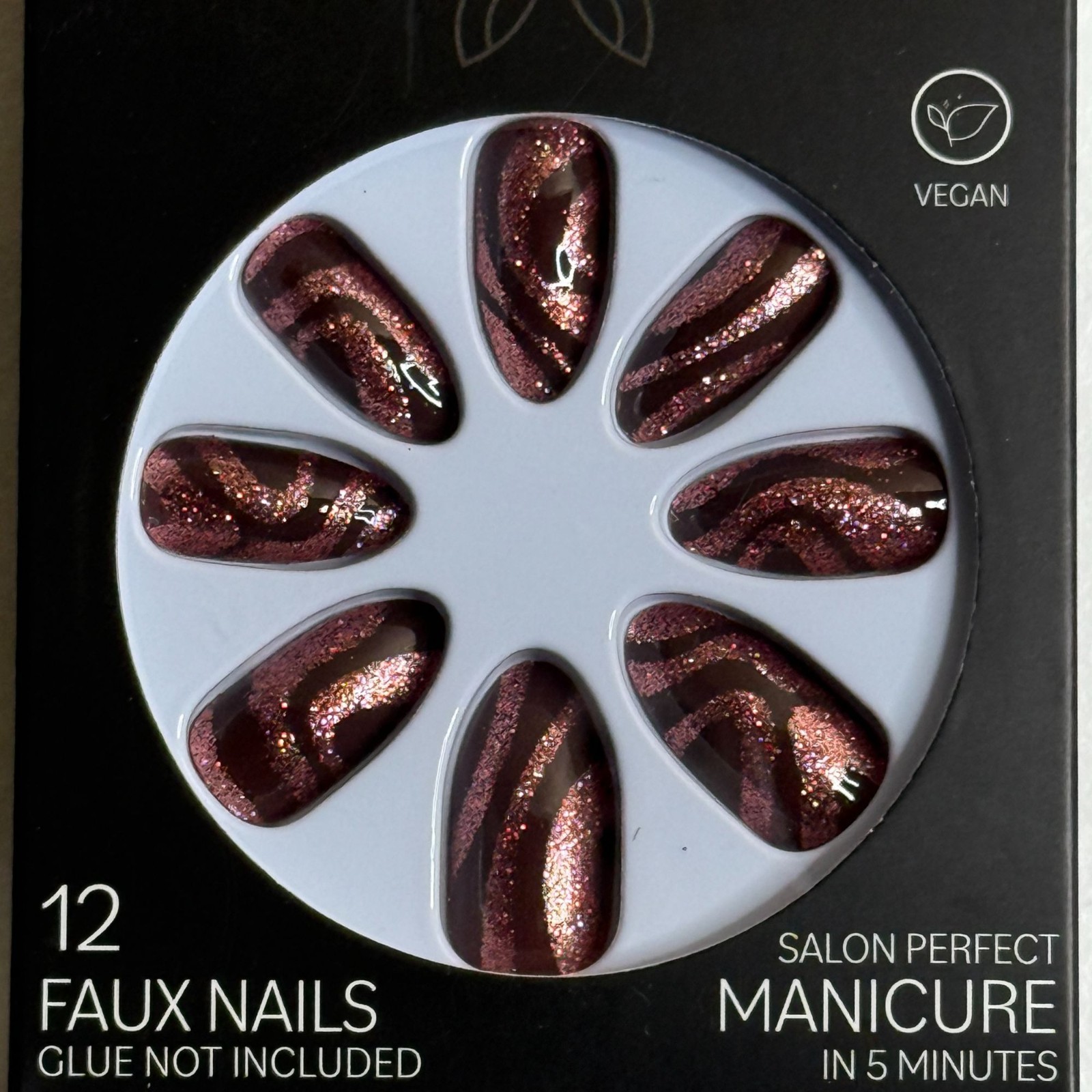 Pretty Woman Press On Nails Glitter Rose 12pc Vegan Glam Manicure