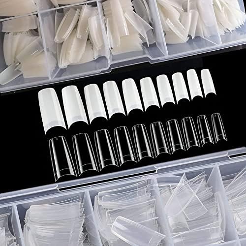 1000pcs Clear and Natural Acrylic Nail Tips,10 Size French Nail Tips For Acrylic