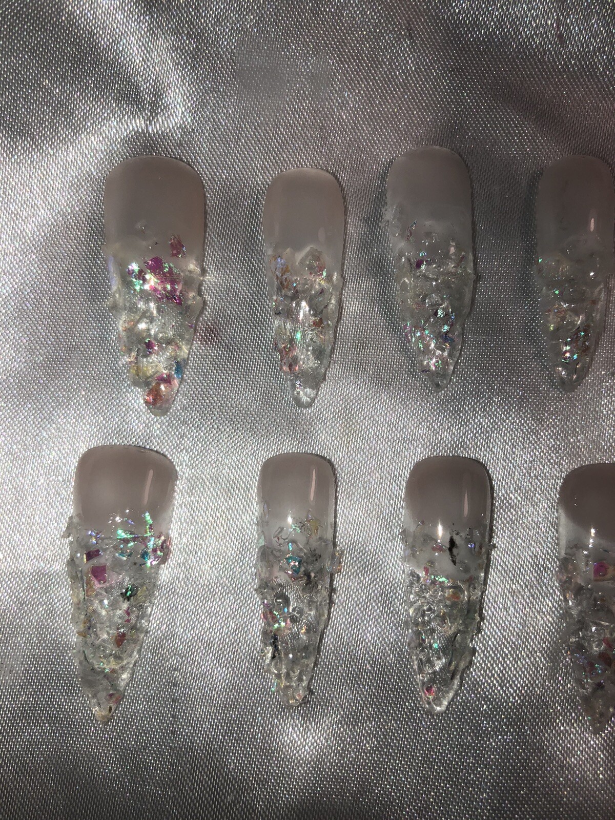 Z NAILZ! Z CLAWZ! Gorgeous Set Of Handmade Clear Holographic Gator PressOn Nails
