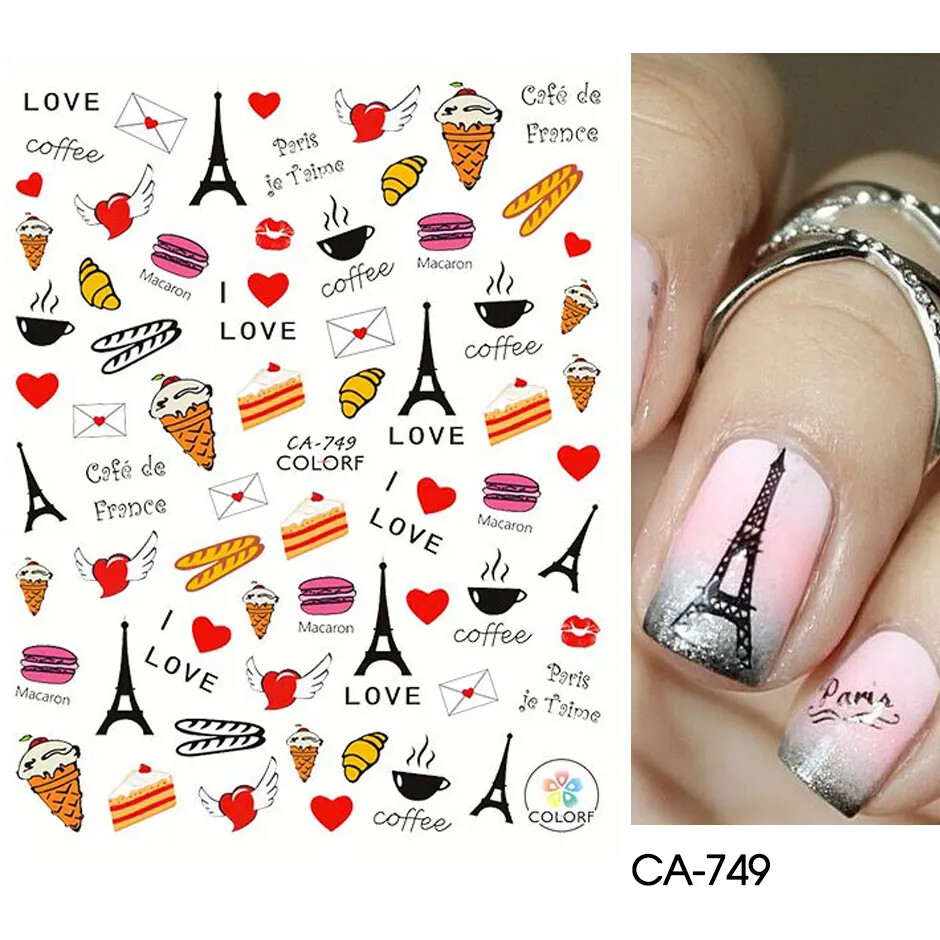 Nail Art Stickers Decals Transfers Valentines Day Pink Love Hearts Red Heart