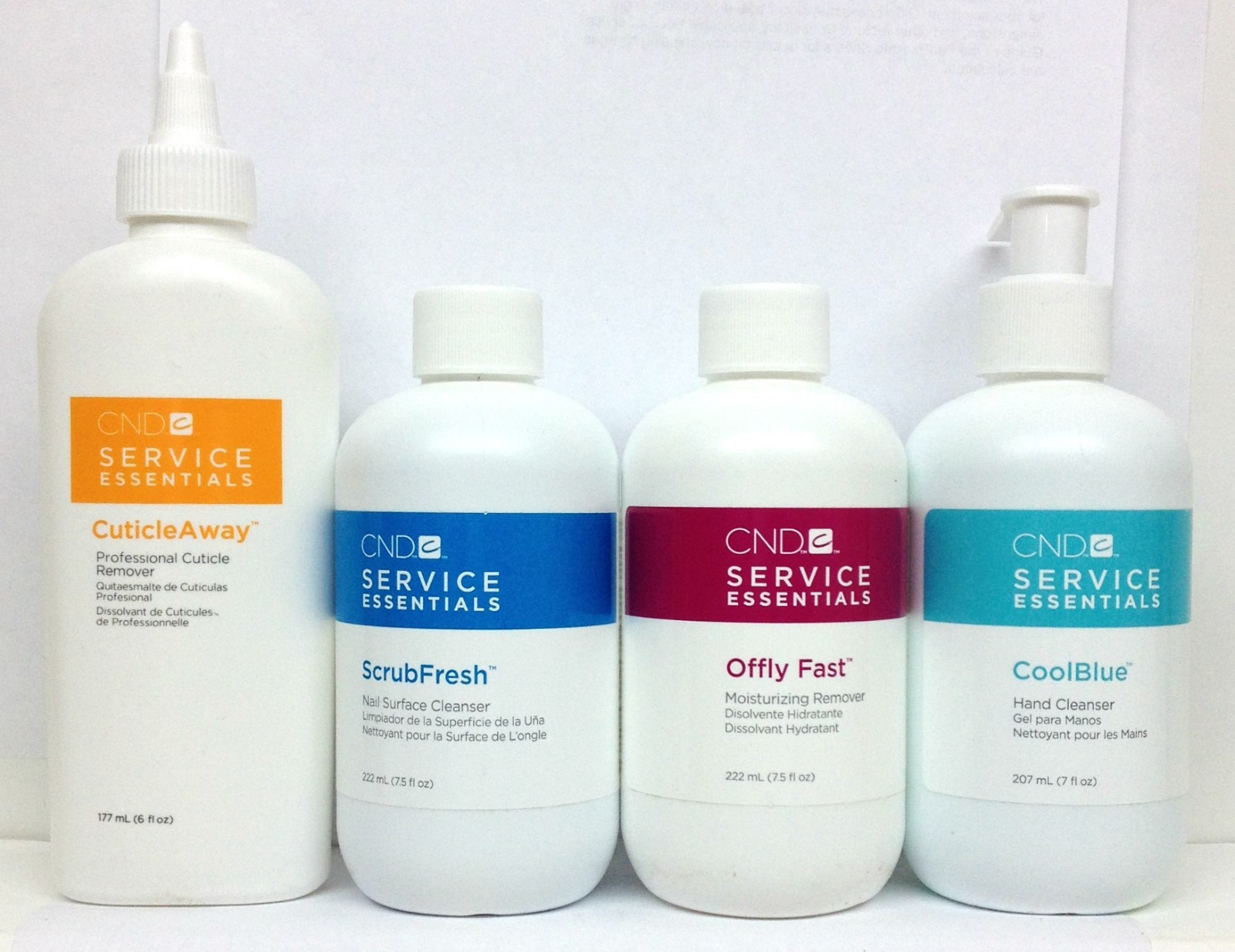 NEW PACK Cnd Shellac 4pcs set -Cuticle Away, Cool Blue, Scrubfresh, Offly Fast