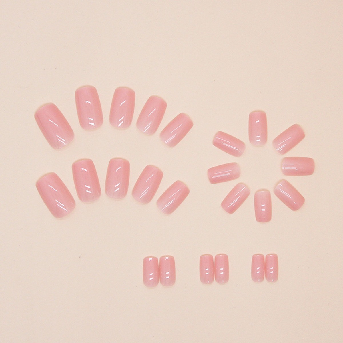 48pcs Short Oval Press on Nails, Bean Paste Nude Solid Gentle Gloss Nails