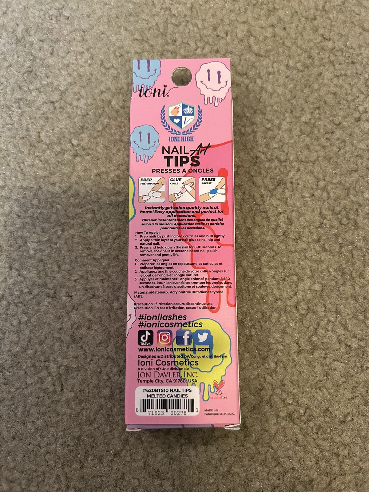 Ioni Press On Nail Art Tips *Pink Hearts Ballerina-Long* NEW