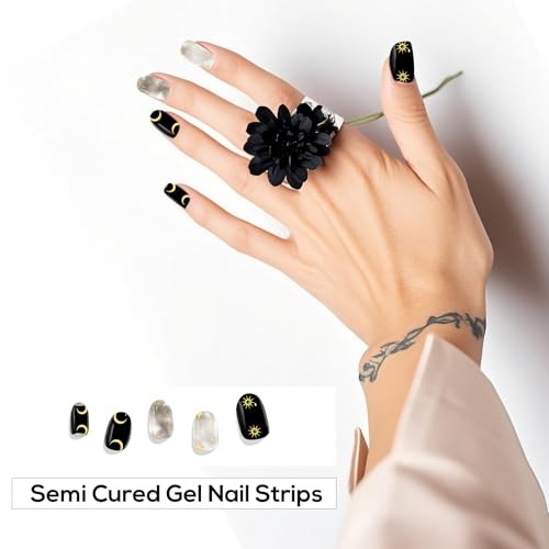 Semi Cured Gel Nail Strips & Wraps – 20PCS, UV/LED Lamp Required, Long Lasting