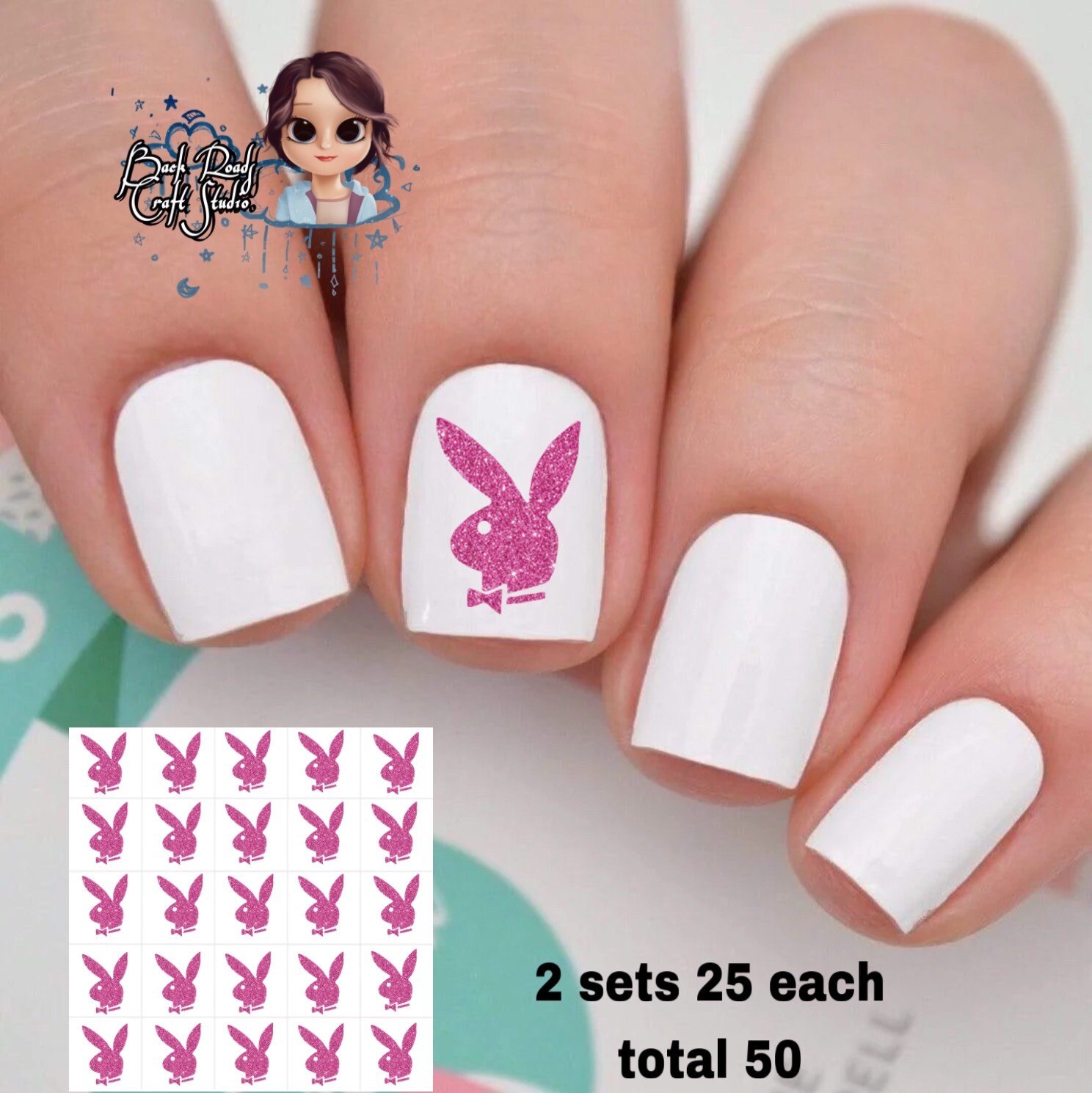 Playboy Bunny Waterslide Nail Art Decals Set Of 50 Bonus & Instructions