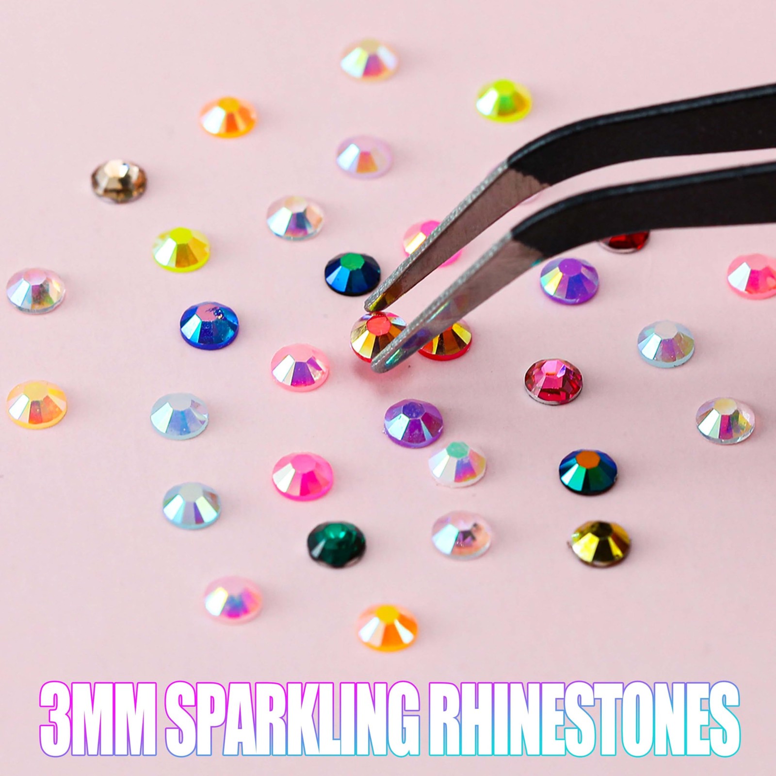 Bedazzling Kit 63000PCS Rhinestones & 12 Colors Half Pearls, 72 Colors 3mm Fl…