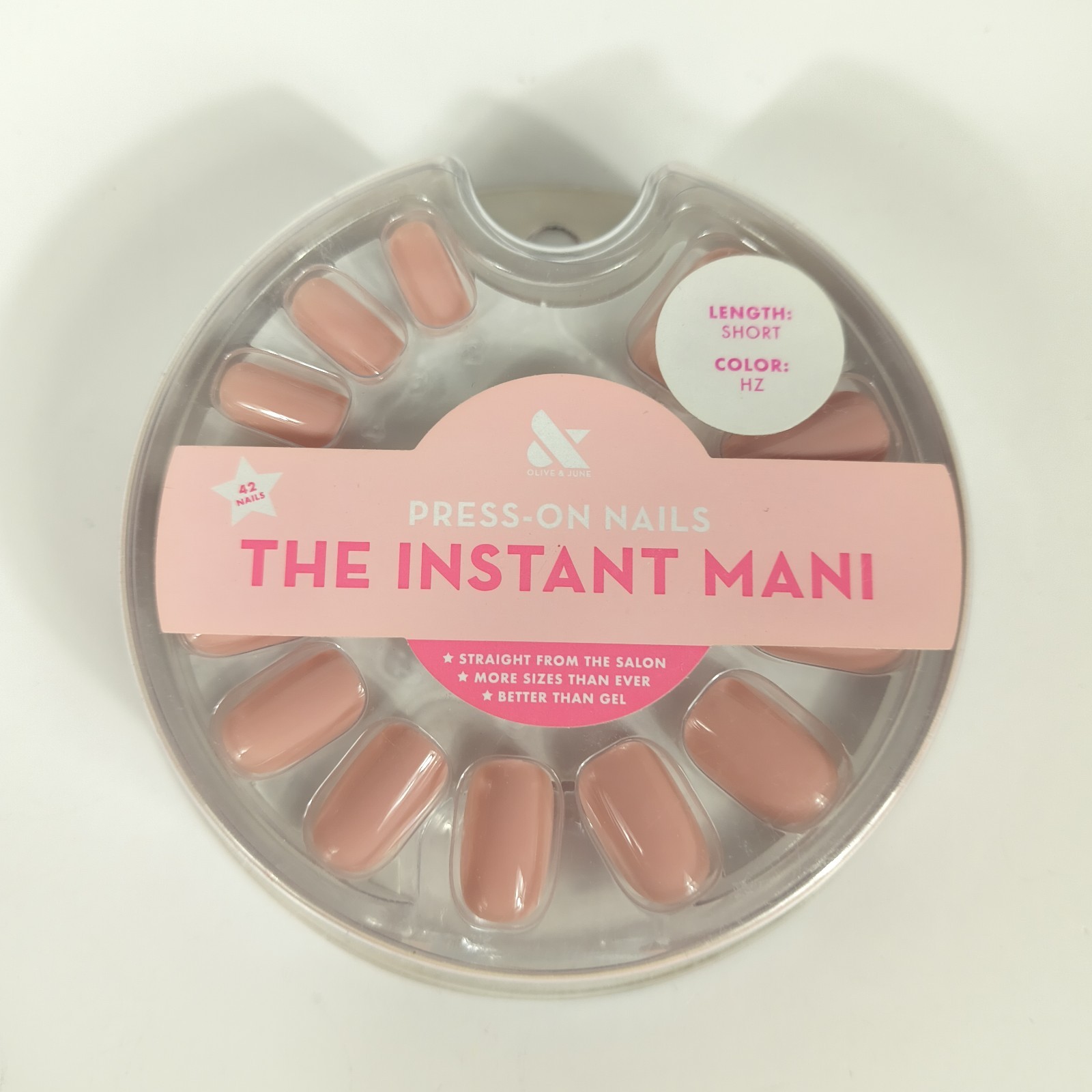 Olive & June The Instant Mani Press On Nails Short HZ Peach Pink 42 Nails New