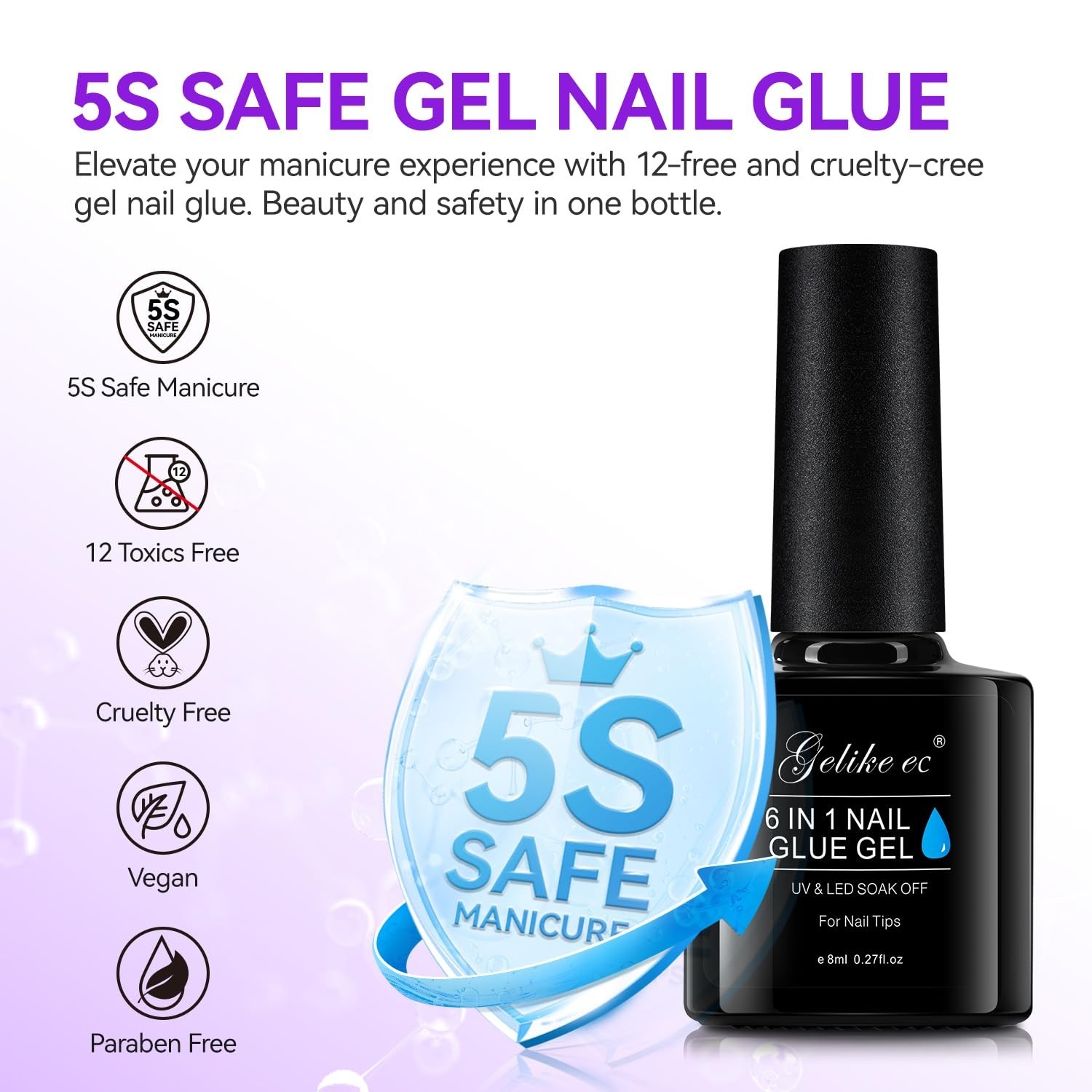 Peachy Jelly 6 in 1 Nail Glue Gel – Break Resistant, UV Cure Required Adhesive