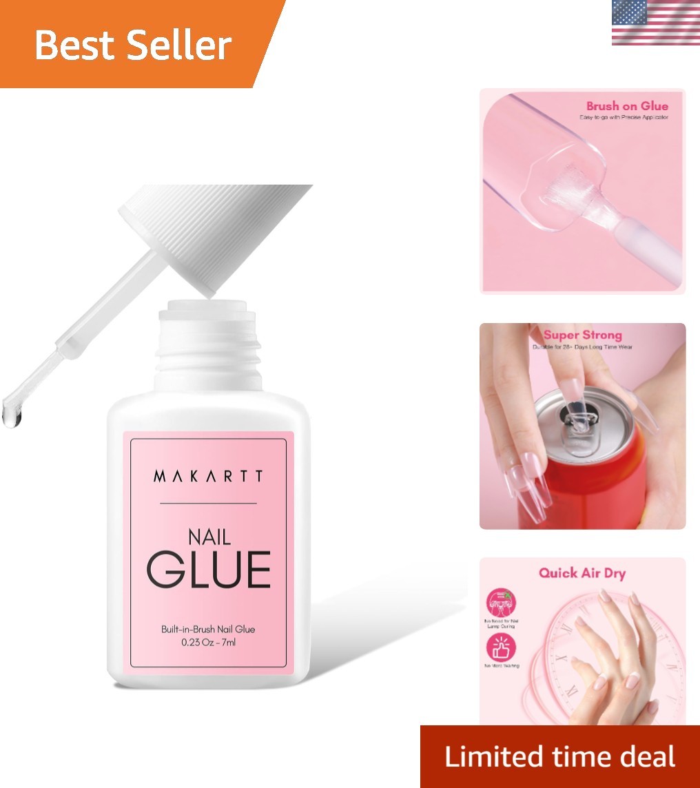 Durable Brush-On Nail Glue for Press-Ons – Fast Drying, Water Resistant Formula