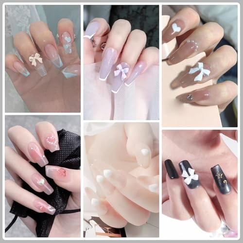 Nail Art Studs Kit, 12 grids 8 Colors 3D Charms and Pink Mix White Star Heart