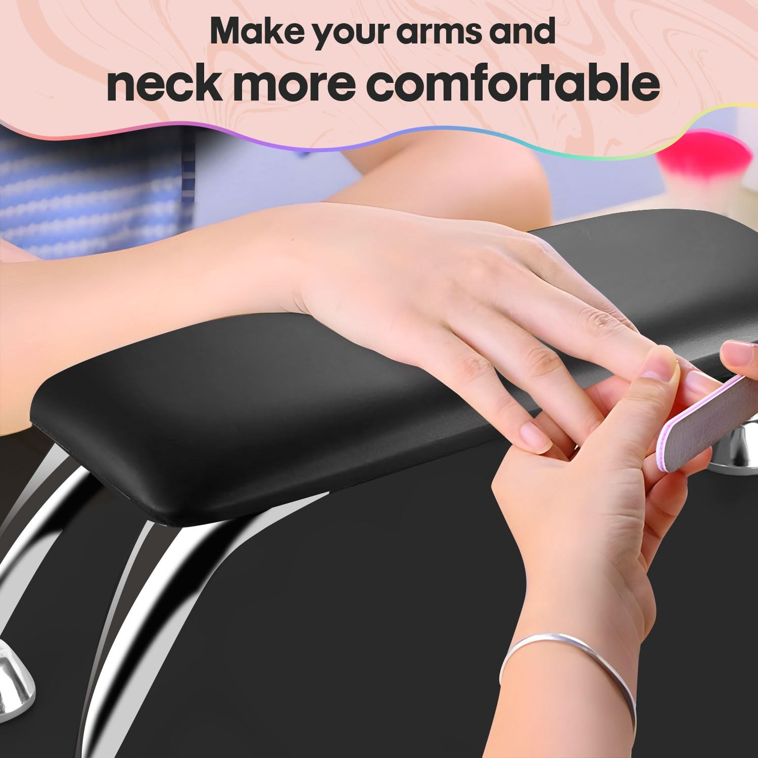 Arm Rest for Nails Tech with Table Mat for Salons and Home Manicures, Soft Micro