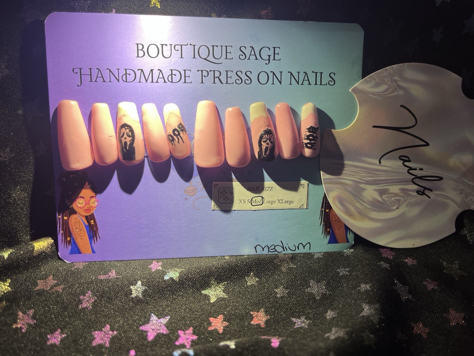 Boutique Sage Handmade Press On Nails Scream Theme Short Square