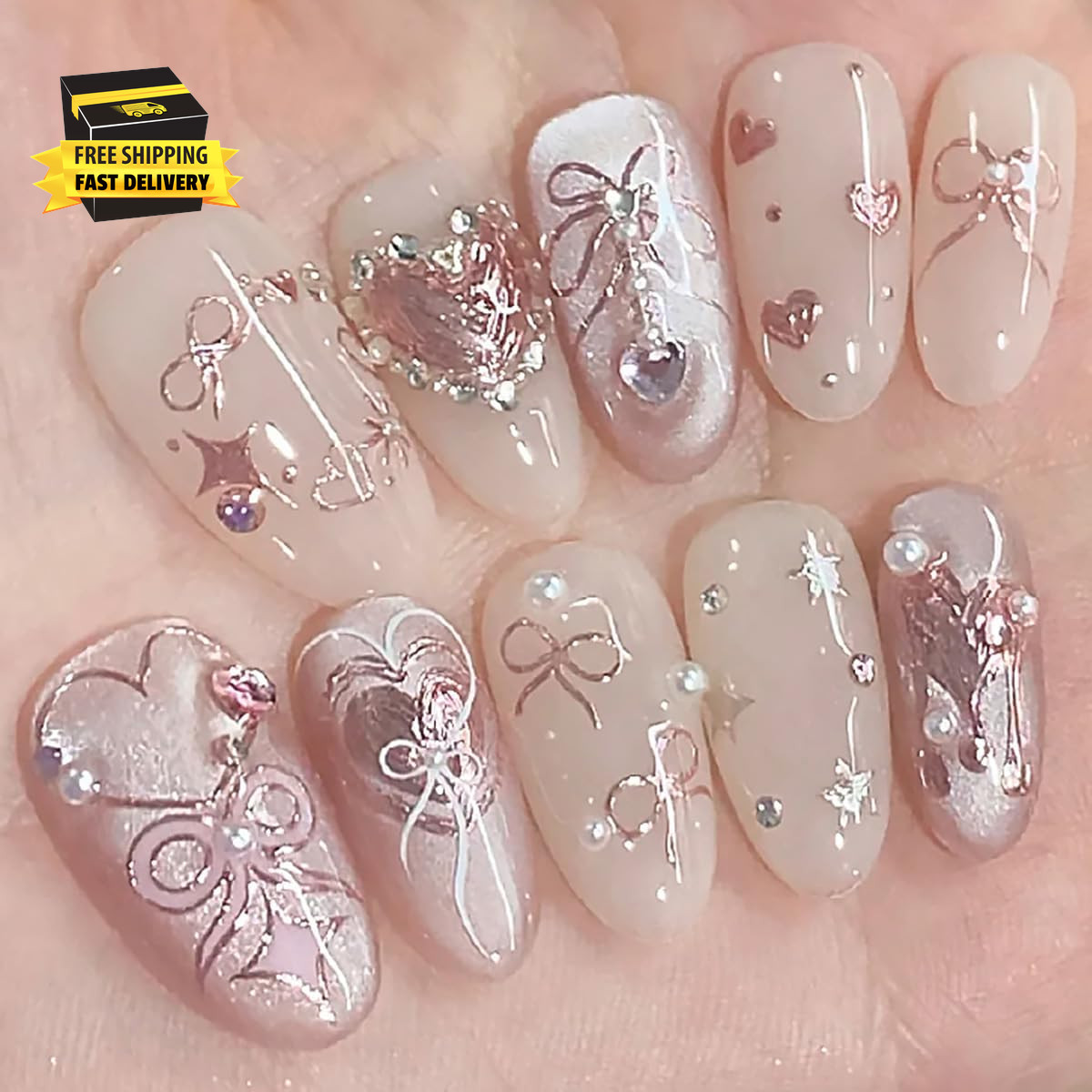 Valentine’S 5D Embossed Nail Art Stickers – Romantic Rose Gold & Pink Nail Decal
