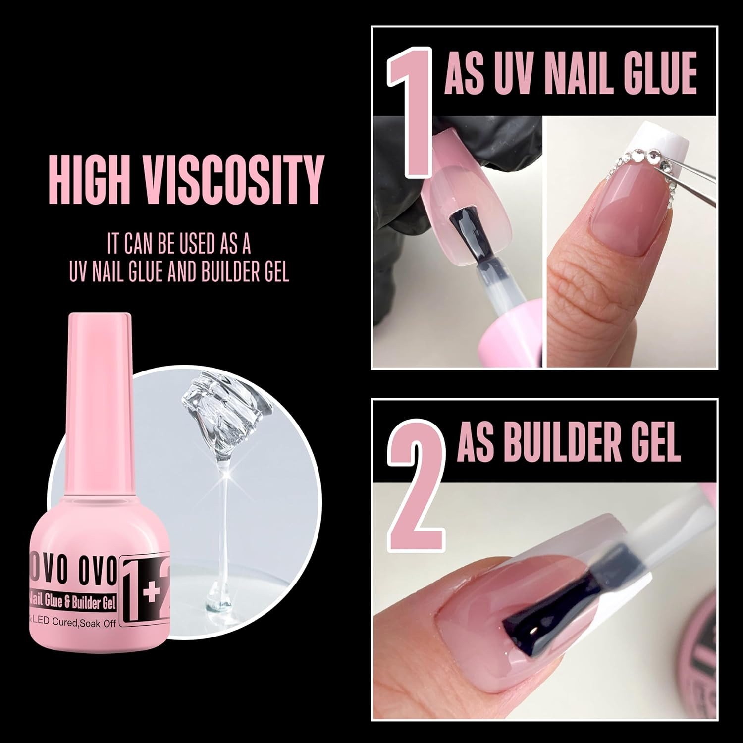 French Tip Solution Kit, Including One Muti-Function UV Nail Glue (Also Can Work